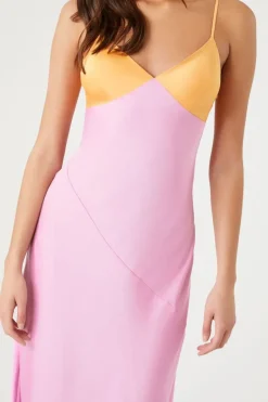 Colorblock Satin Slip Dress