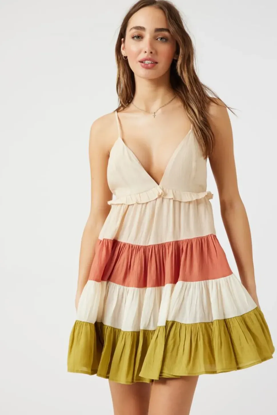 Colorblock Tiered Cami Mini Dress