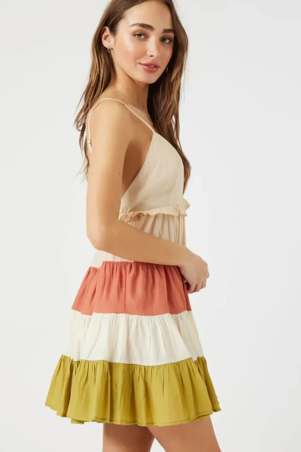 Colorblock Tiered Cami Mini Dress