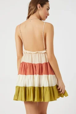 Colorblock Tiered Cami Mini Dress