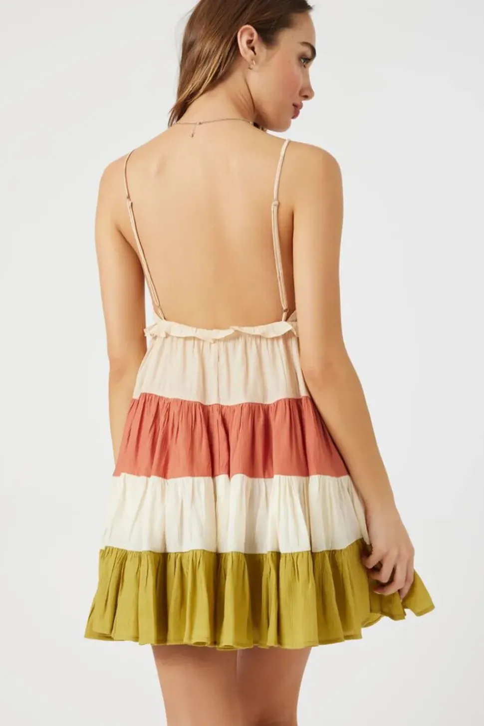 Colorblock Tiered Cami Mini Dress