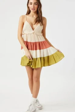 Colorblock Tiered Cami Mini Dress