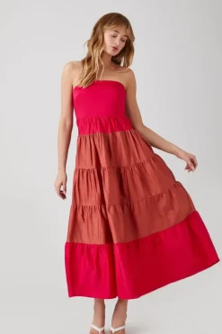 Colorblock Tiered Maxi Dress