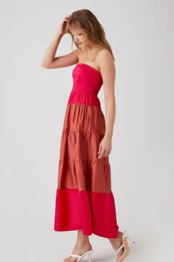 Colorblock Tiered Maxi Dress