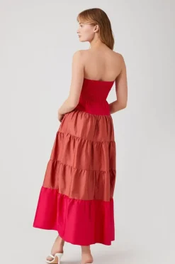 Colorblock Tiered Maxi Dress