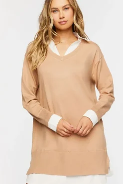 Combo Sweater Shirt Dress
