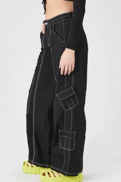 Contrast-Seam Cargo Pants