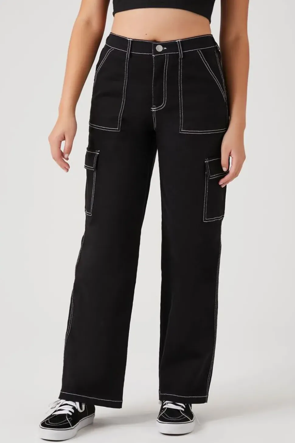 Contrast Seam Cargo Pants