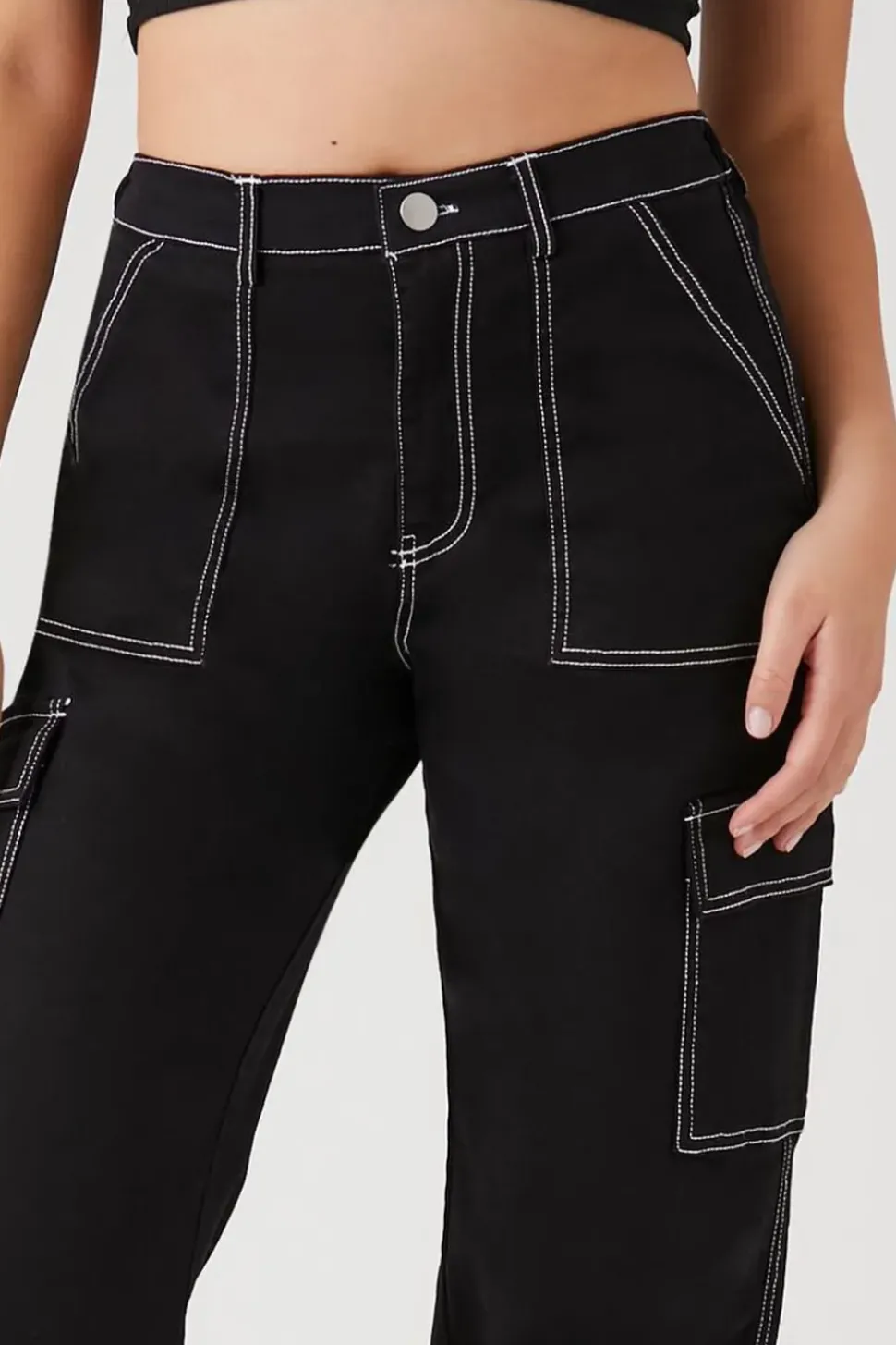 Contrast Seam Cargo Pants