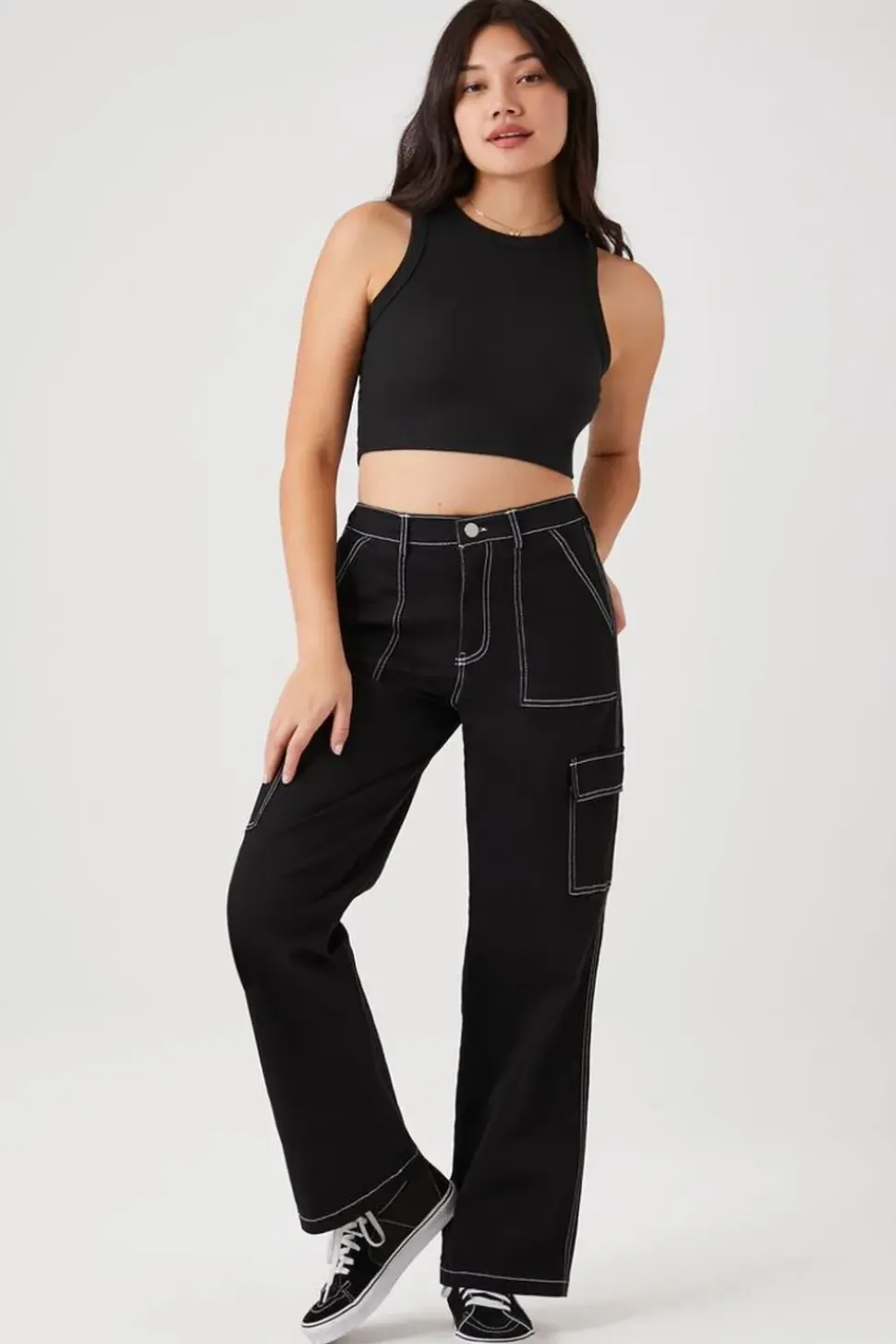 Contrast Seam Cargo Pants