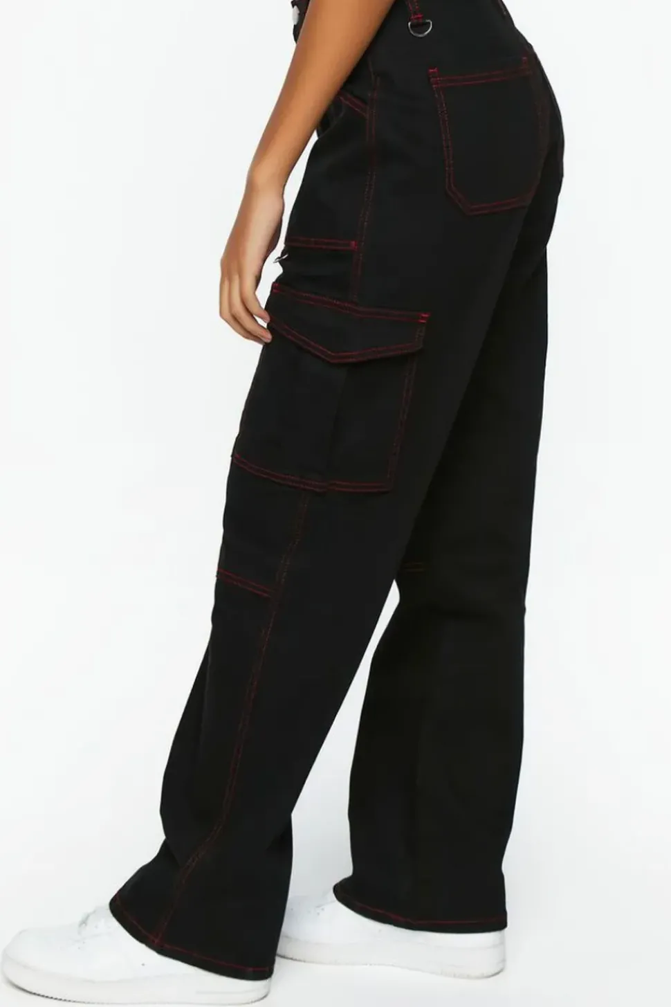 Contrast-Seam Cargo Straight-Leg Pants