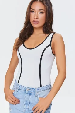 Contrast-Seam Seamless Bodysuit