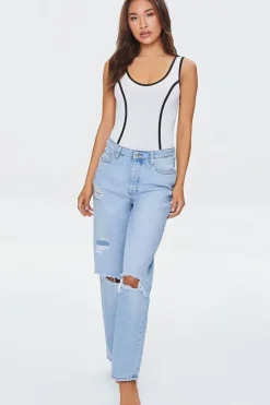 Contrast-Seam Seamless Bodysuit