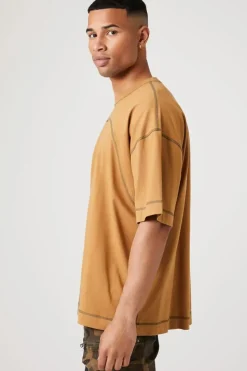 Contrast-Stitch Crew Neck Tee