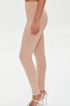 Contrast-Stitch Ribbed Leggings