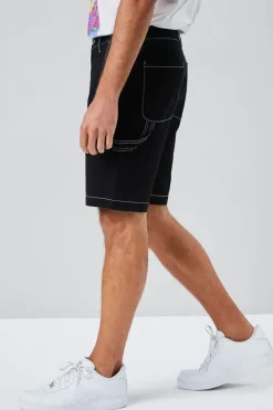 Contrast-Stitch Utility Shorts