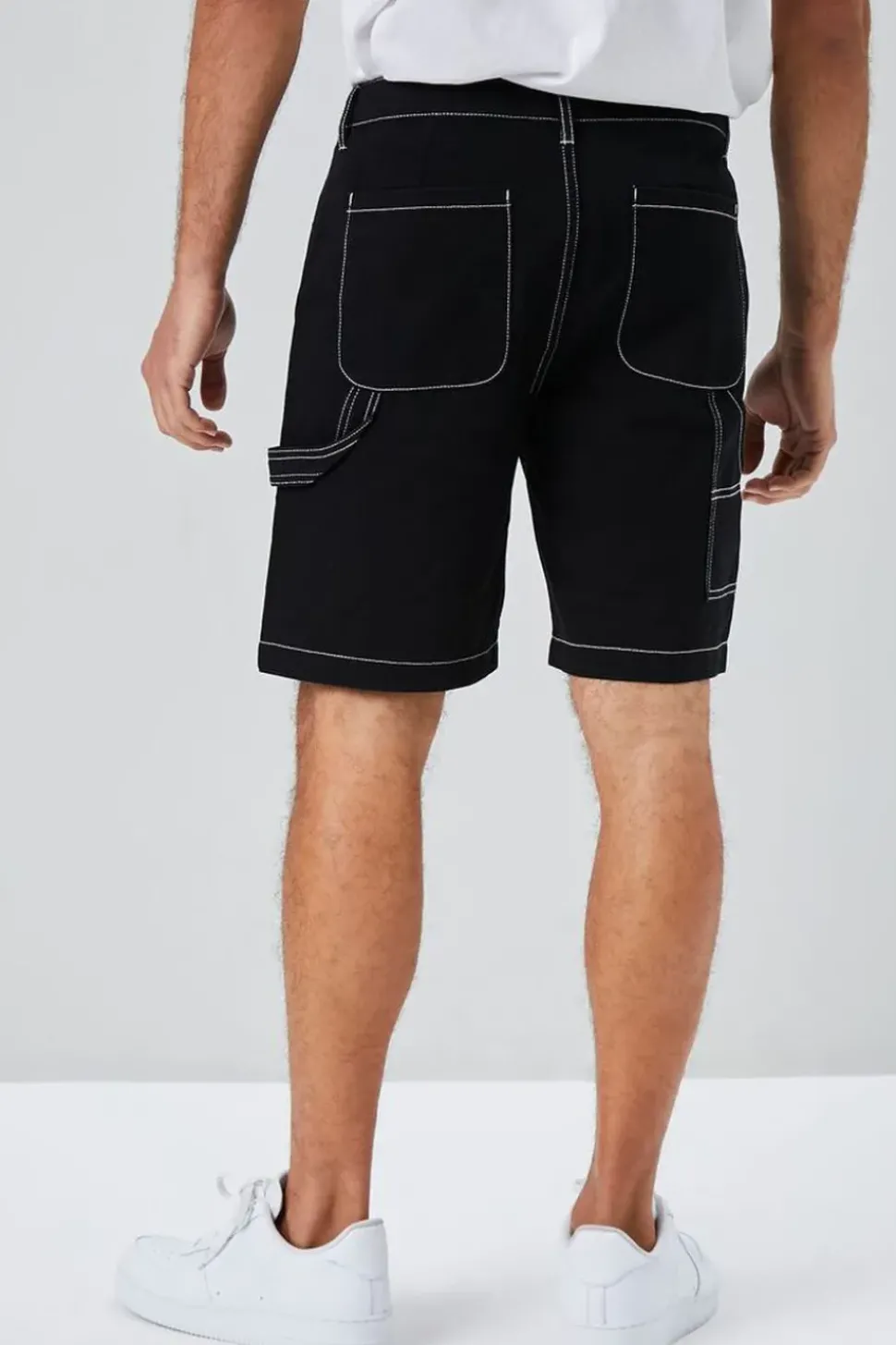 Contrast-Stitch Utility Shorts