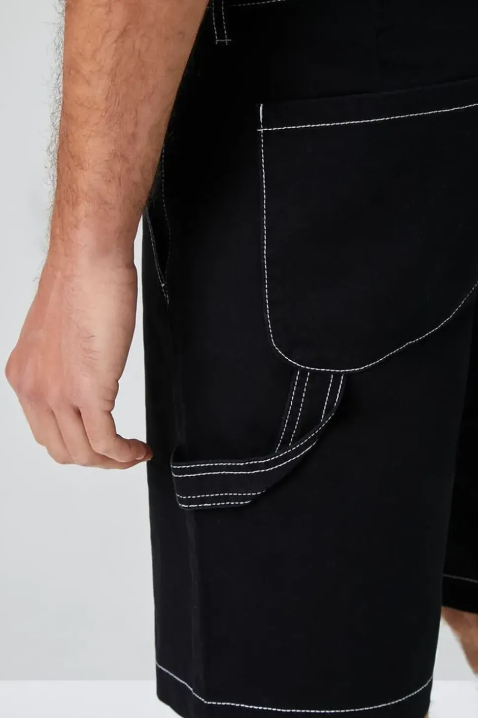 Contrast-Stitch Utility Shorts