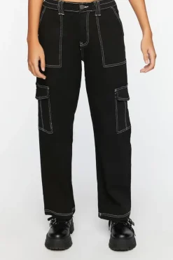 Contrast-Trim Cargo Pants