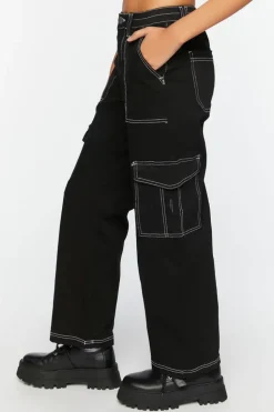 Contrast-Trim Cargo Pants