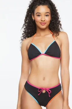 Contrast-Trim Hipster Bikini Bottoms