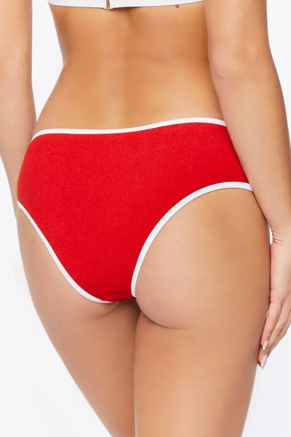 Contrast-Trim Hipster Bikini Bottoms