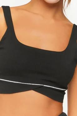 Contrast-Trim Tulip-Hem Sports Bra