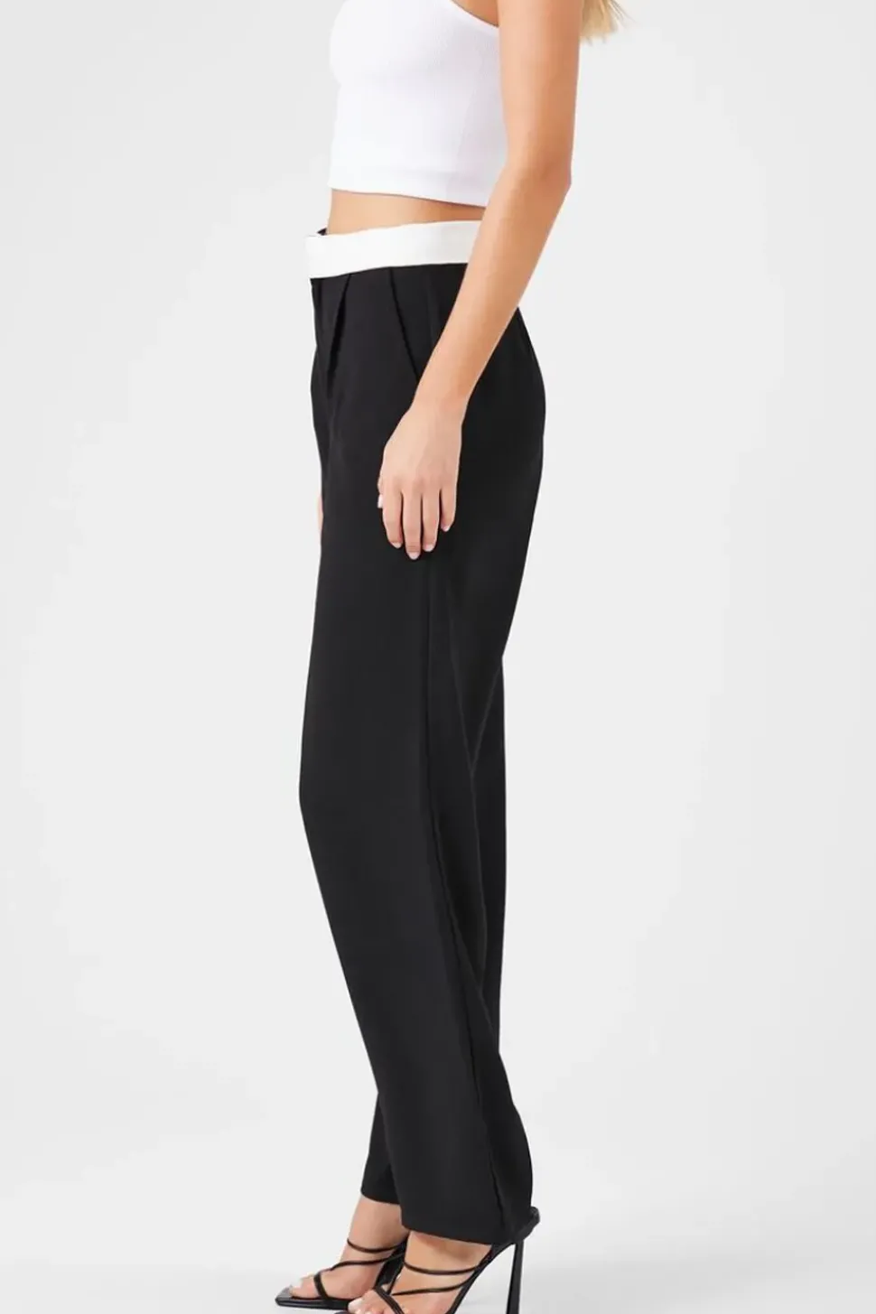 Contrast-Trim Wide-Leg Pants
