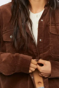 Corduroy Button-Front Shacket