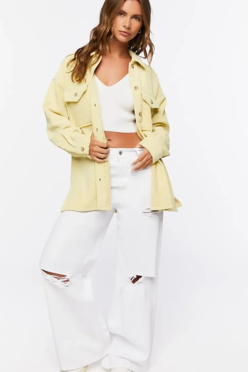 Corduroy Button-Front Shacket