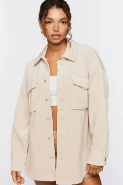 Corduroy Button-Front Shacket