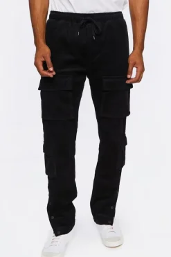 Corduroy Button-Hem Slim-Fit Pants