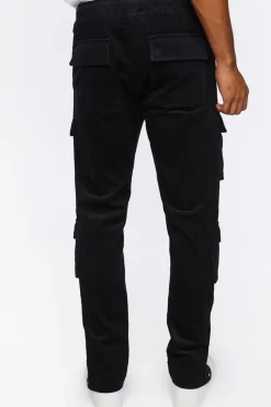 Corduroy Button-Hem Slim-Fit Pants