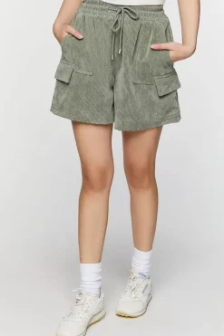 Corduroy Drawstring Bermuda Shorts