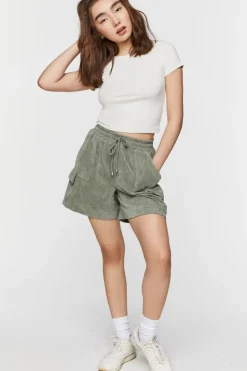 Corduroy Drawstring Bermuda Shorts