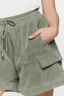 Corduroy Drawstring Bermuda Shorts