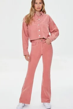 Corduroy Frayed Cropped Shacket
