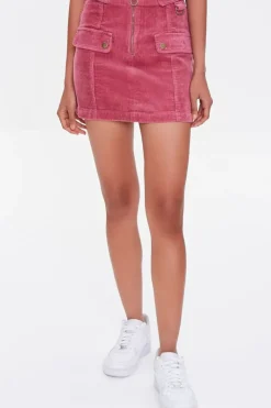Corduroy O-Ring Mini Skirt