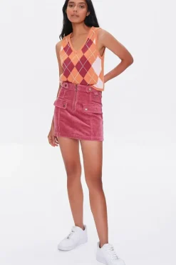 Corduroy O-Ring Mini Skirt
