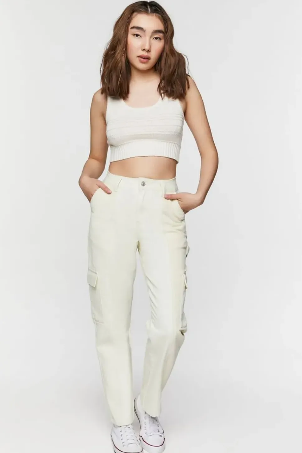 Corduroy-Panel Straight-Leg Utility Pants