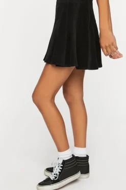 Corduroy Pleated Mini Skirt