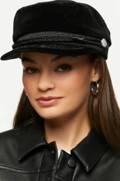 Corduroy Rope-Trim Cabbie Hat