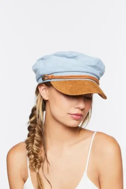Corduroy-Trim Cabbie Hat