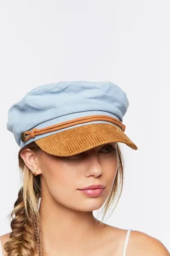 Corduroy-Trim Cabbie Hat