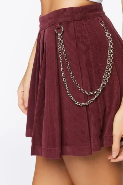 Corduroy Wallet Chain Mini Skirt