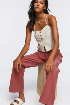 Corduroy Wide-Leg Trouser Pants