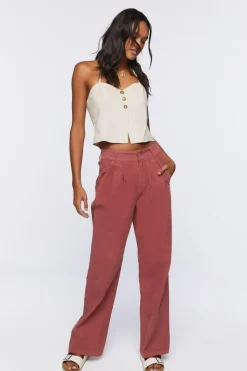 Corduroy Wide-Leg Trouser Pants