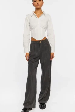 Corset Cropped Poplin Shirt