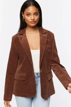 Cotton-Blend Button-Front Blazer