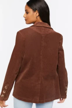 Cotton-Blend Button-Front Blazer